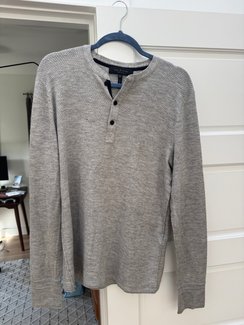 rag & bone Grey Henley with Black Trim